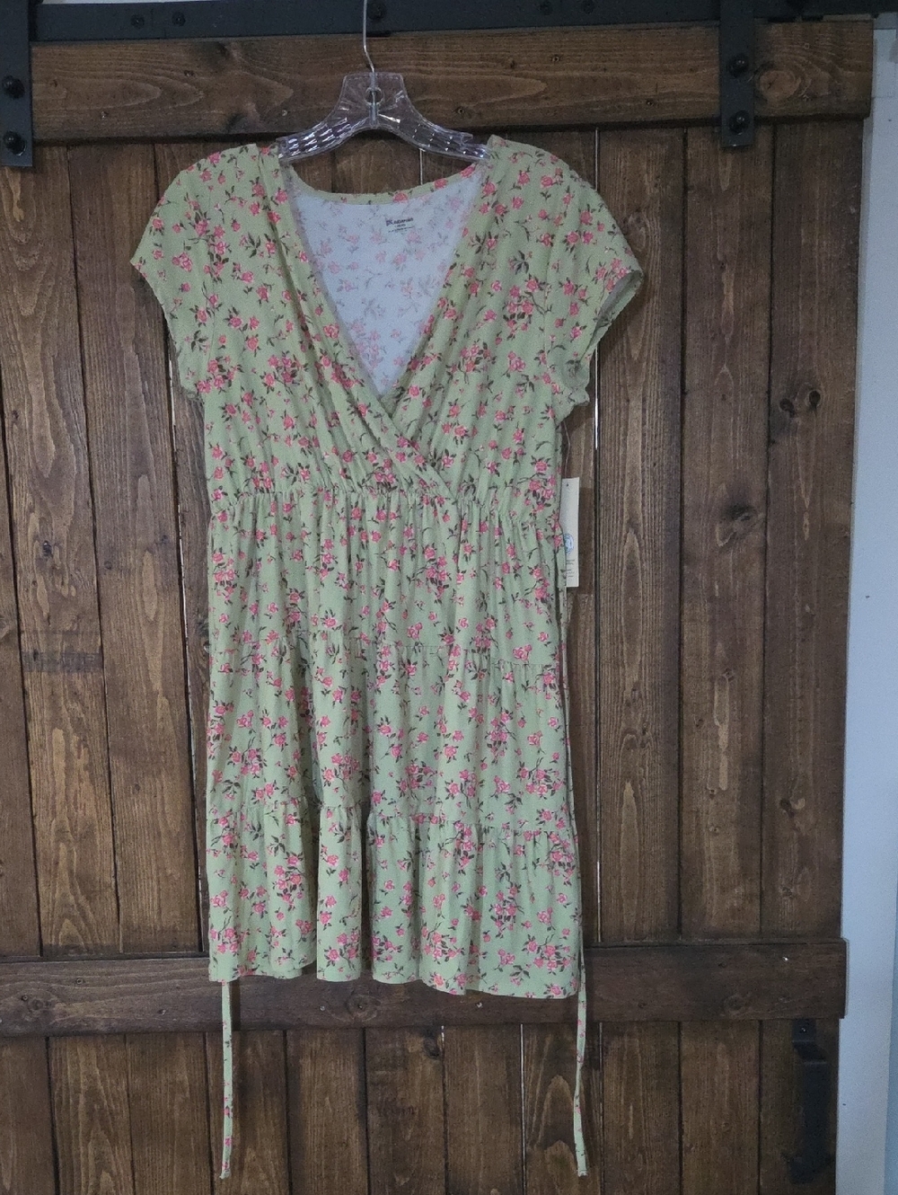 No Boundaries Light Green and Pink Floral Summer Dress